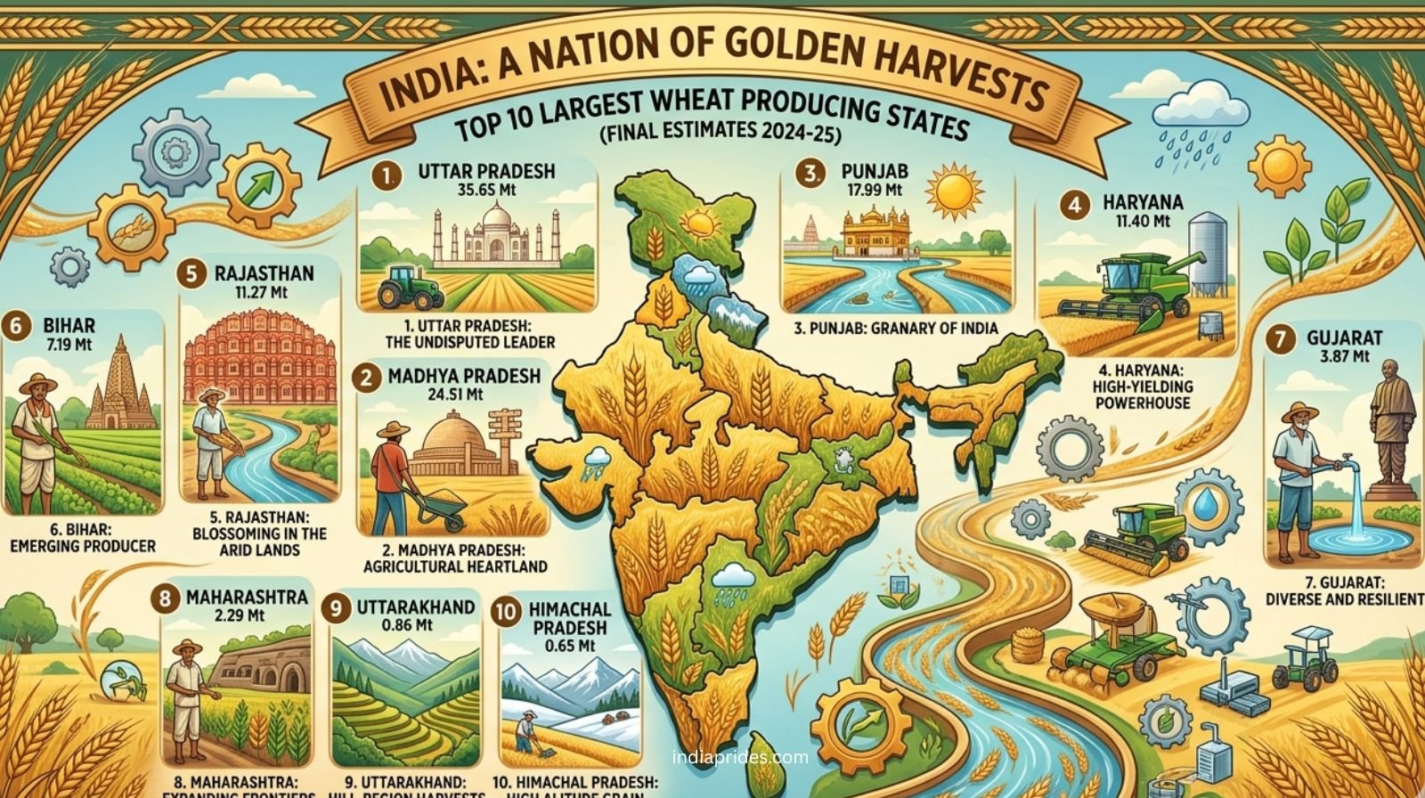 Top 10 Largest Wheat Producing States in India
